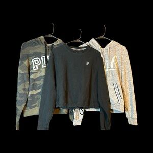 Bundle of 3 Victoria Secret Pink Sweatshirts Size Small
